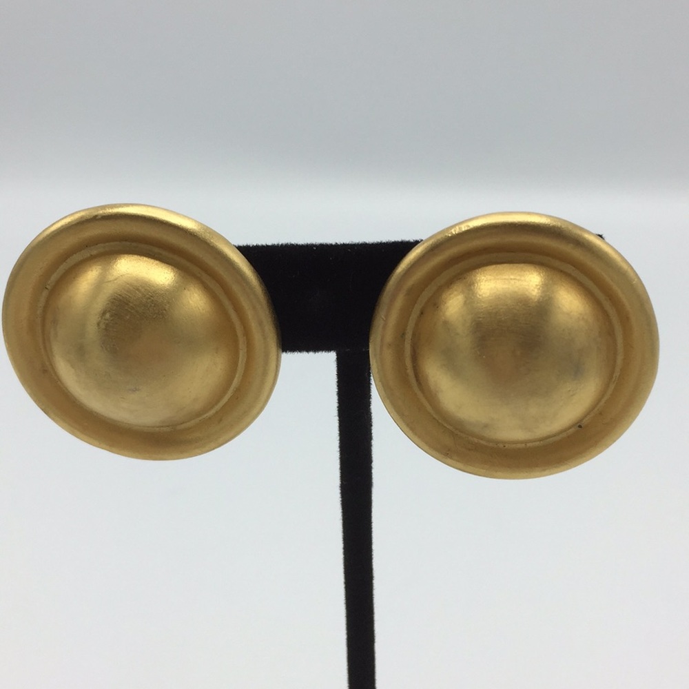 Brushed Gold Clip On Earrings